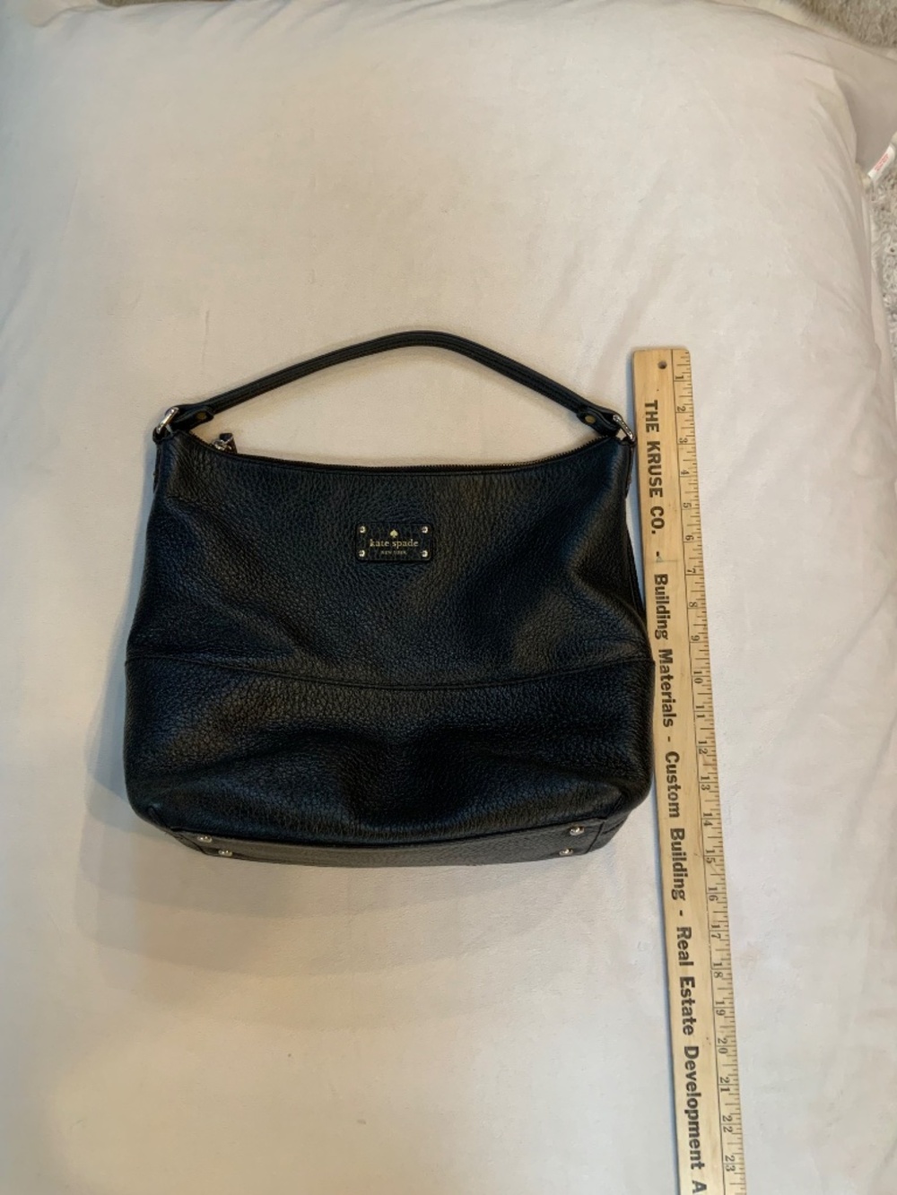 Kate Spade Black leather hobo purse Minimalist Monochrome Cottagecore Coastal - Picture 4 of 9